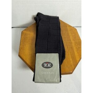 TOZ Casual Men's Socks Black Textured Cotton Blend Size 10–13 USA Made New